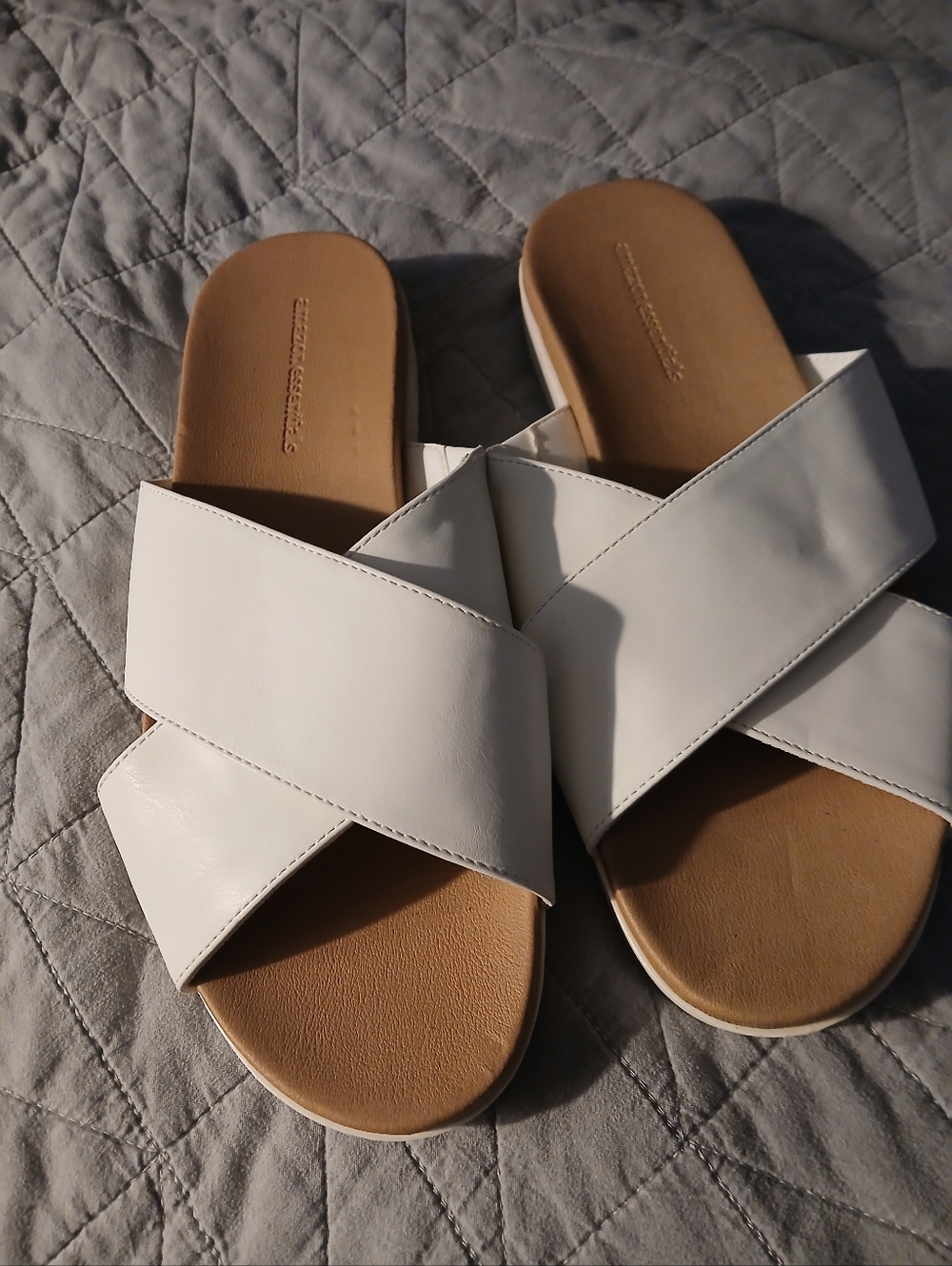 Women’s White Cross-Strap Slide Sandals